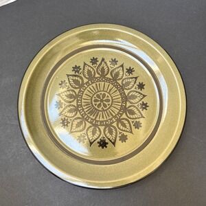 Fashion Manor Saracen Stoneware Dinner Plate Olive Green Black Japan 11"